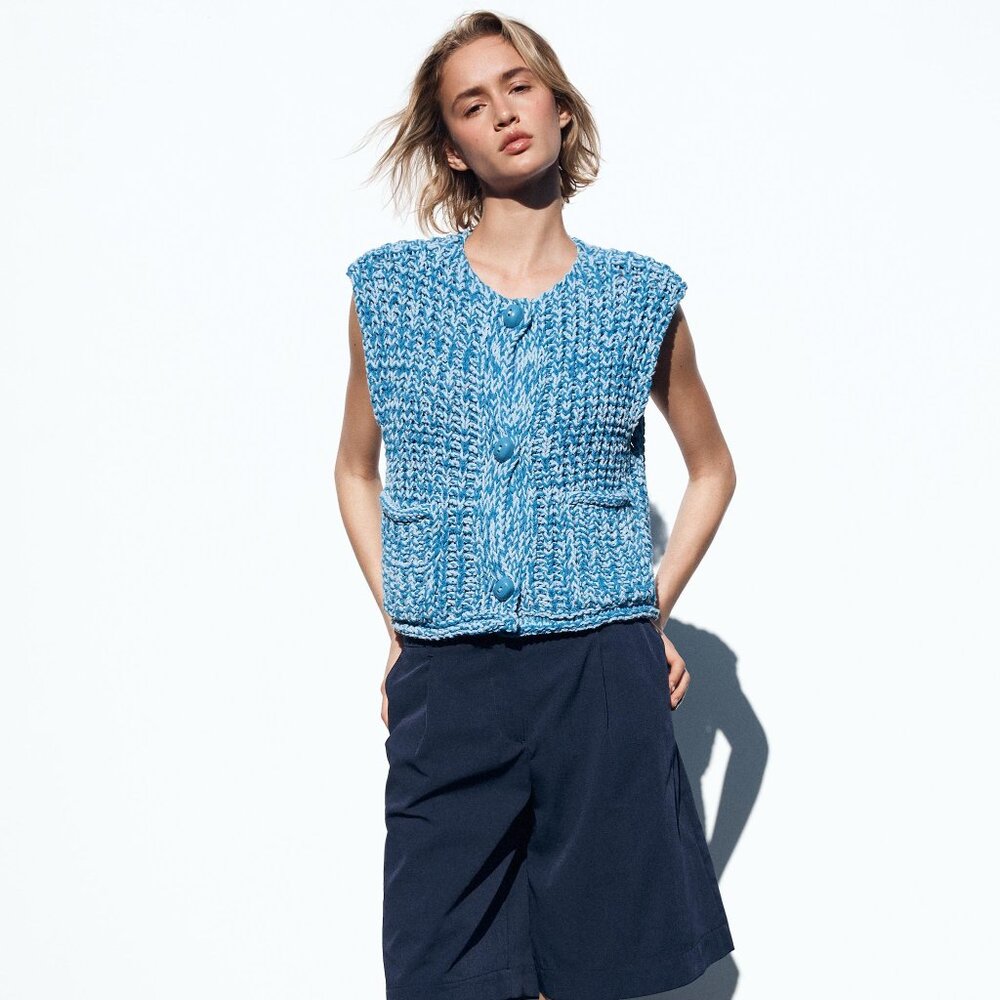 ZARA CHUNKY KNIT VEST BLUE NWT
